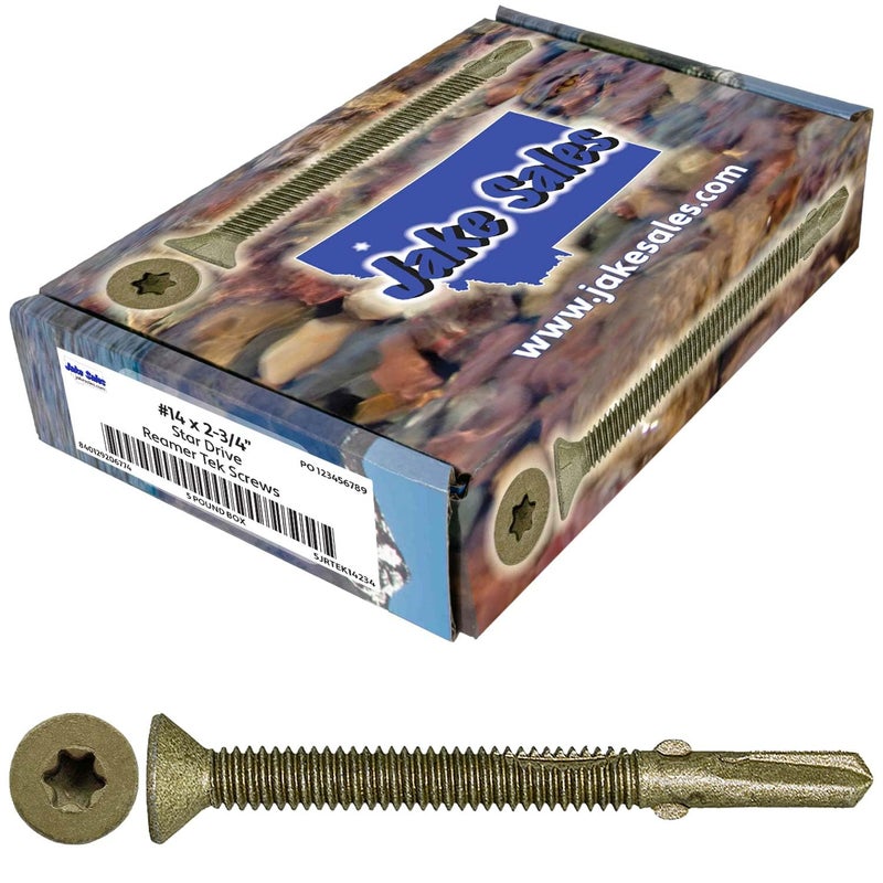 Jake Sales 14x2-3/4 Reamer Tek Torx/Star Head Self-Drilling Wood to Metal Screws - for Flatbeds, Trailers - T-30 Torx Screw Head 5 POUNDS 170 Screws - Image 1